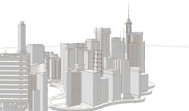modern city panorama, 3d illustration