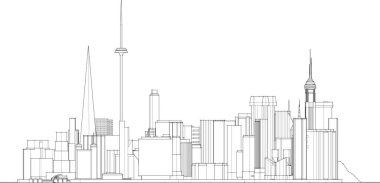 Modern şehir panoraması, 3d vektör illüstrasyonu