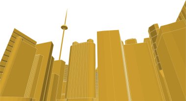 Modern şehir panoraması, 3d vektör illüstrasyonu