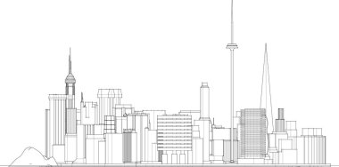 Modern şehir panoraması, 3d vektör illüstrasyonu