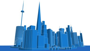 modern city panorama, 3d illustration