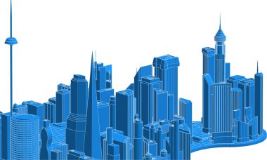modern city panorama, 3d illustration