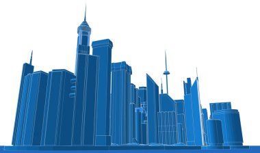 modern city panorama, 3d illustration