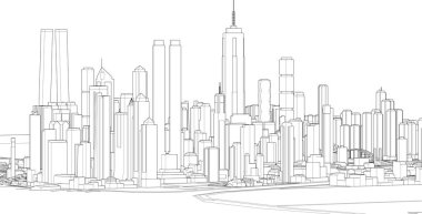 Modern şehir panoraması, 3d vektör illüstrasyonu