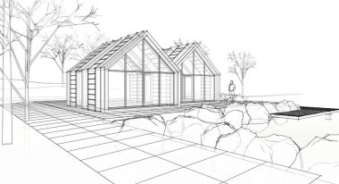 Modern apartman 3D illüstrasyon