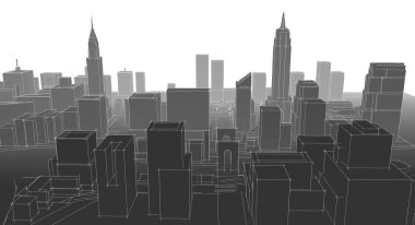 Modern şehir panoraması 3D illüstrasyon