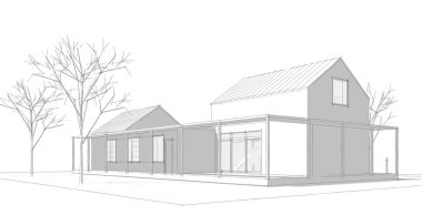 ev projesi planı, 3D illüstrasyon  