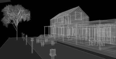 ev projesi planı, 3d illüstrasyon  