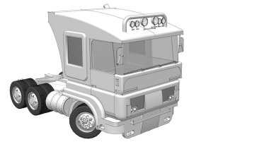 iş taşımacılığı, kamyon çizimi 3D illüstrasyon