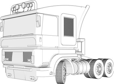 iş taşımacılığı, kamyon çizimi 3D illüstrasyon