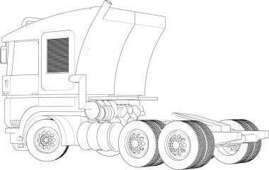 iş taşımacılığı, kamyon çizimi 3D illüstrasyon