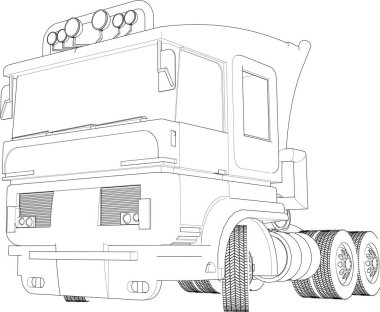 iş taşımacılığı, kamyon çizimi 3D illüstrasyon