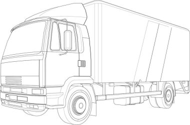 iş taşımacılığı, kamyon çizimi 3D illüstrasyon