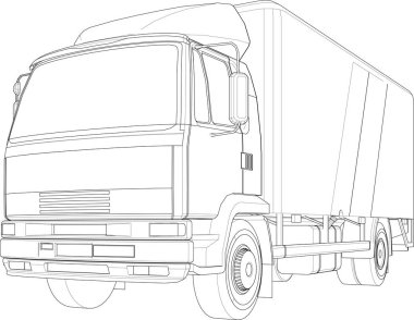 iş taşımacılığı, kamyon çizimi 3D illüstrasyon