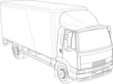 iş taşımacılığı, kamyon çizimi 3D illüstrasyon