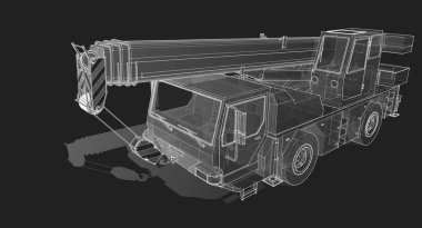 Vinç kamyonu, 3D çizim, çizim