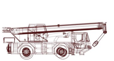 Vinç kamyonu, 3D çizim, çizim