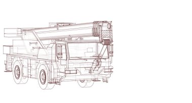 Vinç kamyonu, 3D çizim, çizim