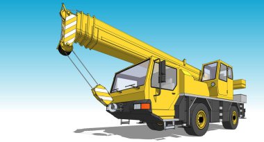 Vinç kamyonu, 3D çizim, çizim