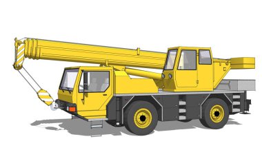 Vinç kamyonu, 3D çizim, çizim