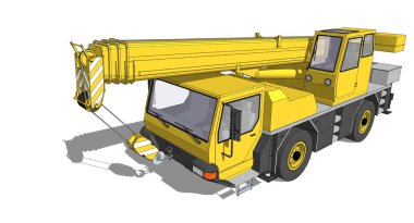 Vinç kamyonu, 3D çizim, çizim