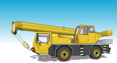 Vinç kamyonu, 3D çizim, çizim
