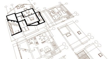 ev mimarisi iç mimarisi 3d illüstrasyon