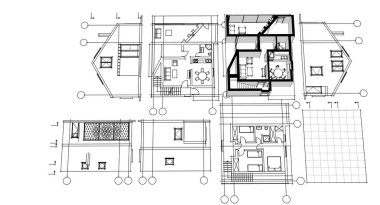 ev mimarisi iç mimarisi 3d illüstrasyon