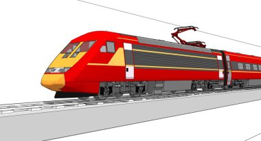 Ulaşım ve trenin 3D görüntüsü 
