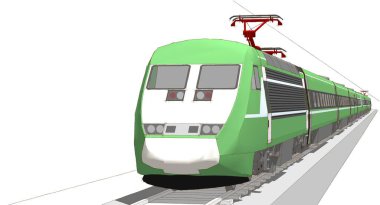 Ulaşım ve trenin 3D görüntüsü 