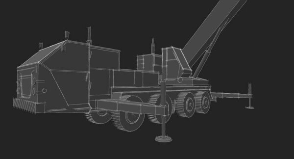 crane truck, 3d rendering, sketch