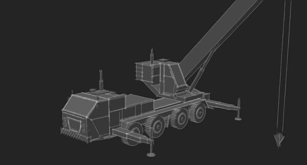 crane truck, 3d rendering, sketch