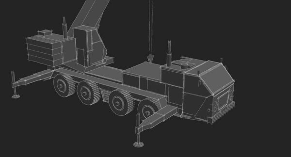 crane truck, 3d rendering, sketch