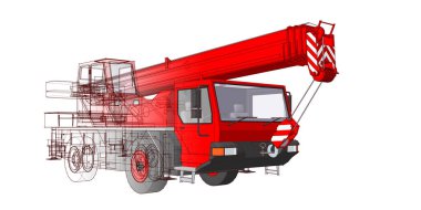 Vinç kamyonu, 3D çizim, çizim