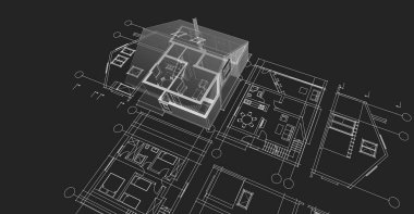 ev mimarisi iç mimarisi 3d illüstrasyon