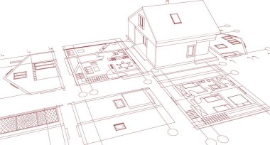 ev mimari tasarımı 3d illüstrasyon