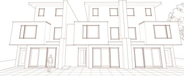 ev mimari tasarımı 3d illüstrasyon