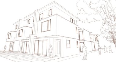 ev mimari tasarımı 3d illüstrasyon