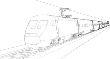 Bir lokomotifin, ulaşımın, trenin 3D canlandırması 