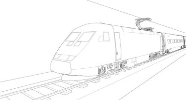 Bir lokomotifin, ulaşımın, trenin 3D canlandırması 