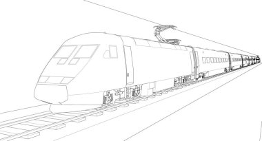 Bir lokomotifin, ulaşımın, trenin 3D canlandırması 