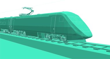 Bir lokomotifin, ulaşımın, trenin 3D canlandırması 