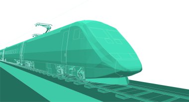 Bir lokomotifin, ulaşımın, trenin 3D canlandırması 