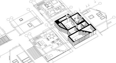 ev mimari tasarımı 3d illüstrasyon