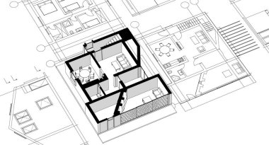 ev mimari tasarımı 3d illüstrasyon