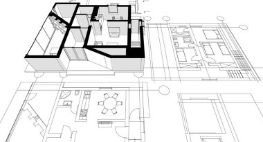 ev mimari tasarımı 3d illüstrasyon