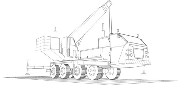 кран грузовик на белом фоне, 3 d рендеринг