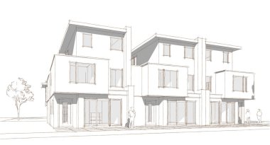 Modern ev çizimi 3d illüstrasyon