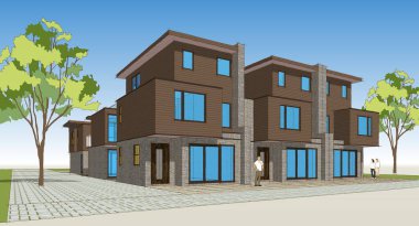 Modern ev çizimi 3d illüstrasyon