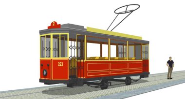 Eski tramvayın 3 boyutlu modeli
